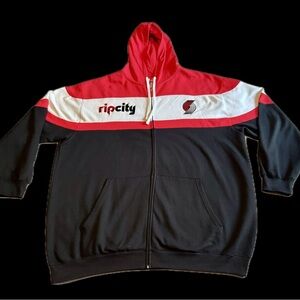 Majestic - Portland Trailblazers - Rip City Red and Black Zip-Up Hoodie (4XLT)